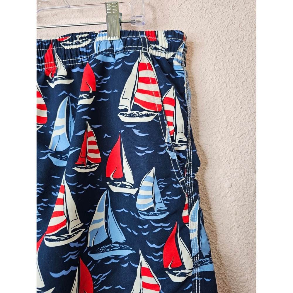 Mens Sailboat Print Swim Trunks Navy Blue‎ Red White XL Nautical Shorts Beach - Picture 3 of 7